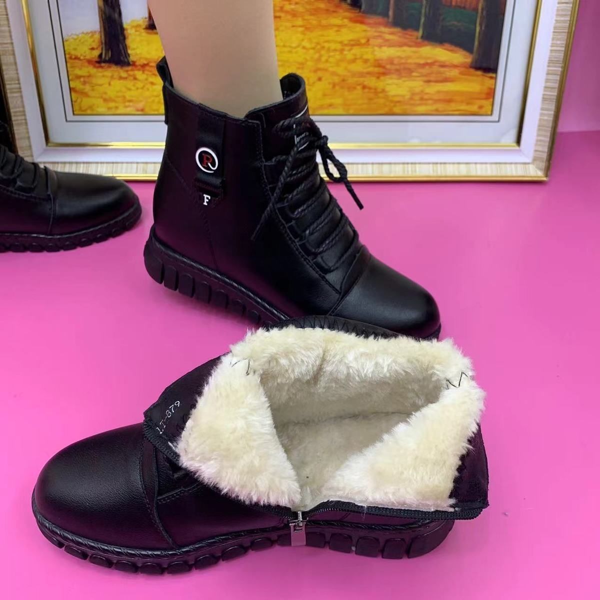 💥[35-40]2025 nowe botki zimowe ze skóry kaszmirowej, wodoodporne, bawełniane pogrubienie